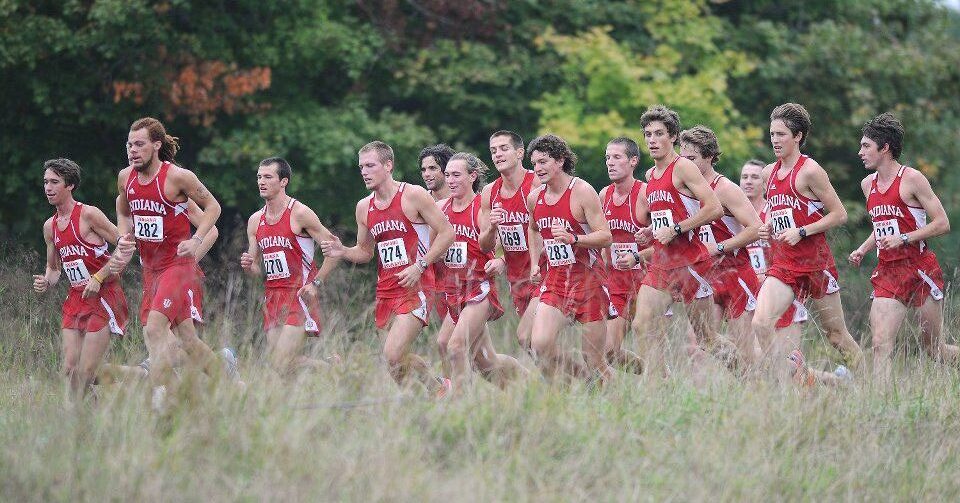 Indiana University cross‑country team pack running